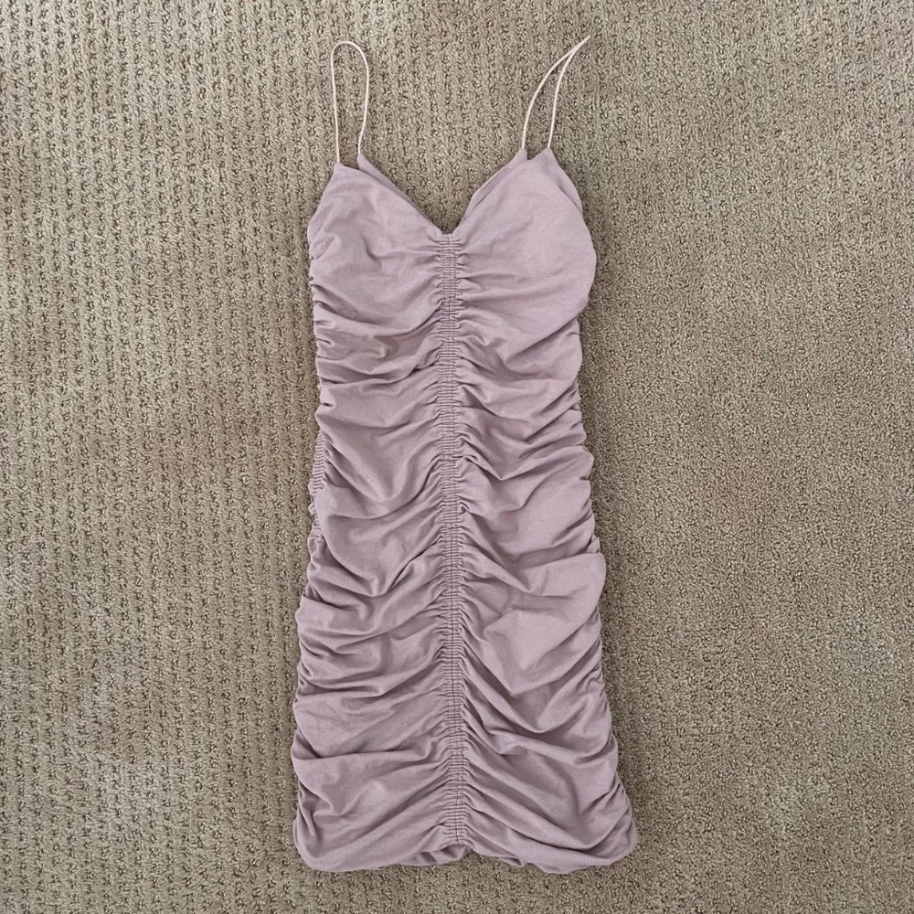 Aritzia Wilfred Free pink dress with ruching